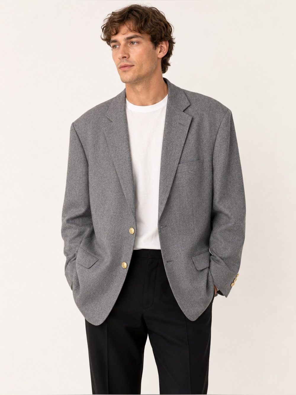 David Taylor Men’s Blazer Jacket sz 44R Wool Grey Sports Coat #F110